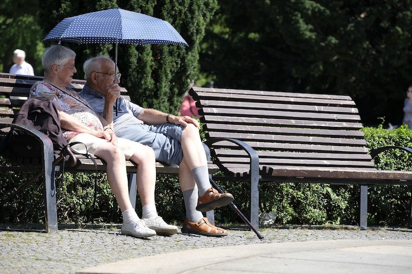 couple under umbrella